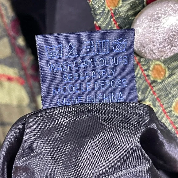 Vintage lulu h floral iridescent green unique coat button down size m - Picture 14 of 16